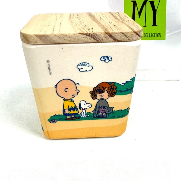 Peanuts Snoopy & Charlie Brown Kitchen Storage Jar – Bamboo Lid | Vintage Cartoo - Picture 2 of 10
